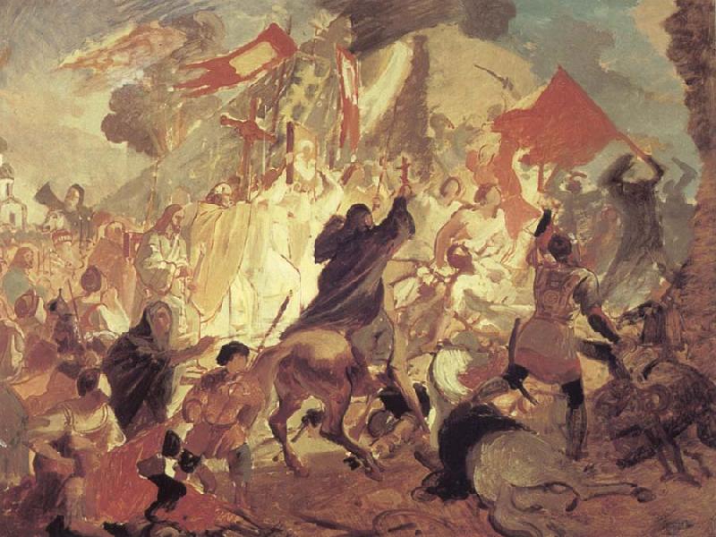 Karl Briullov The Siege of Pskov by the troops of stephen batory,King of Poland oil painting picture